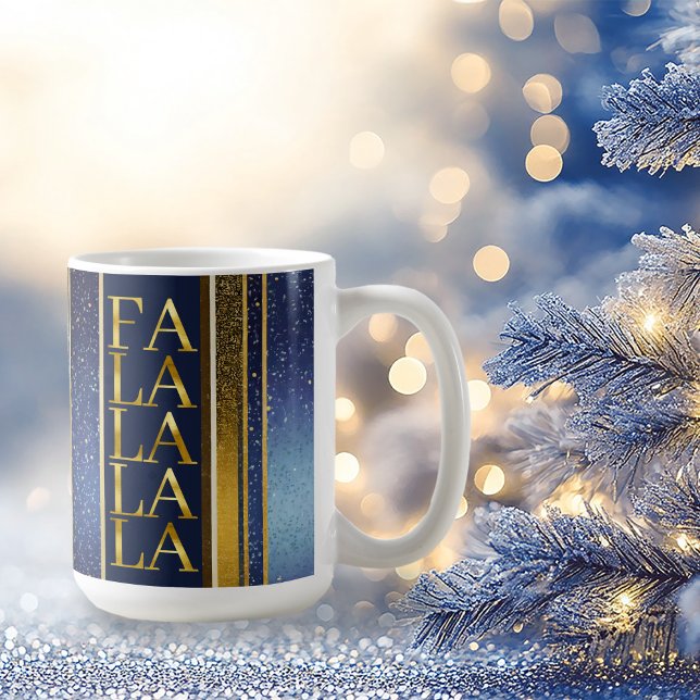 Blue Guld jul Fa La Mönster#27 ID1009 Kaffemugg (Skapare uppladdad)
