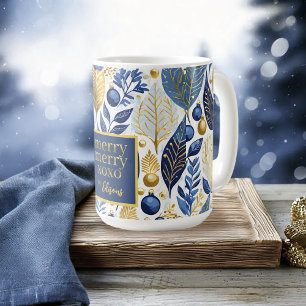 Blue Guld jul Merry Mönster#21 ID1009 Kaffemugg
