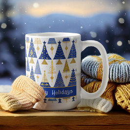 Blue Guld jul Merry Mönster#25 ID1009 Kaffemugg