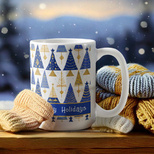 Blue Guld jul Merry Mönster#25 ID1009 Kaffemugg