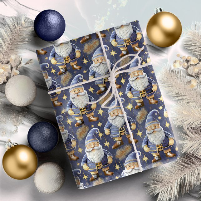 Blue Guld jul Mönster#11 ID1009 Presentpapper (Skapare uppladdad)