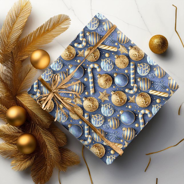 Blue Guld jul Mönster#12 ID1009 Presentpapper (Skapare uppladdad)