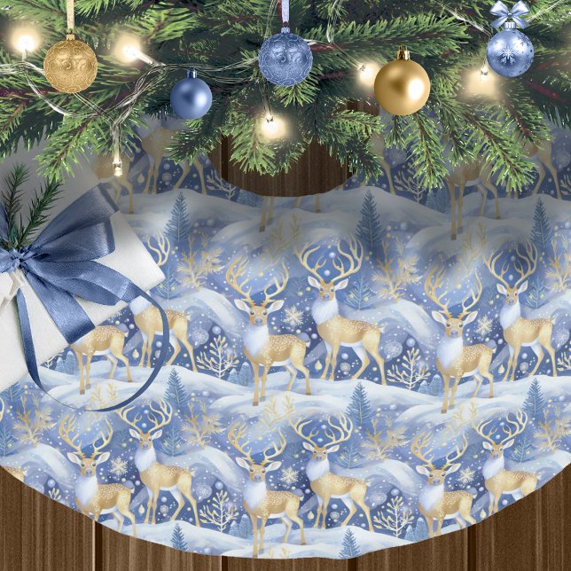 Blue Guld jul Mönster#14 ID1009 Julgransmatta Borstad Polyester (Skapare uppladdad)