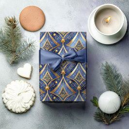 Blue Guld jul Mönster#15 ID1009 Presentpapper