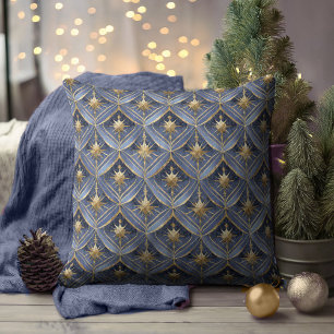 Blue Guld jul Mönster#16 ID1009 Kudde