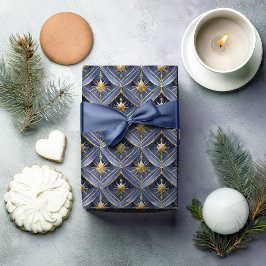 Blue Guld jul Mönster#16 ID1009 Presentpapper