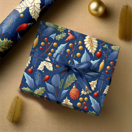 Blue Guld jul Mönster#18 ID1009 Presentpapper