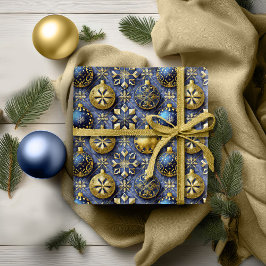 Blue Guld jul Mönster#20 ID1009 Presentpapper