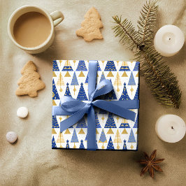 Blue Guld jul Mönster#25 ID1009 Presentpapper