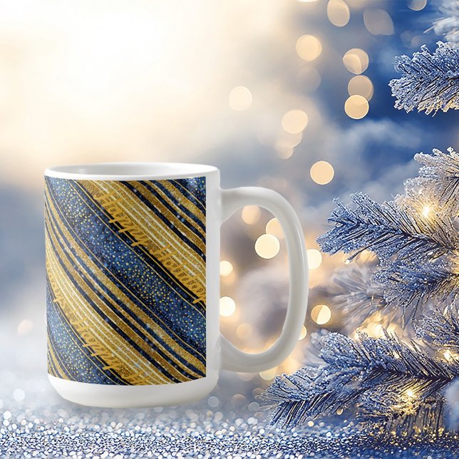 Blue Guld jul Mönster#28 ID1009 Kaffemugg (Skapare uppladdad)