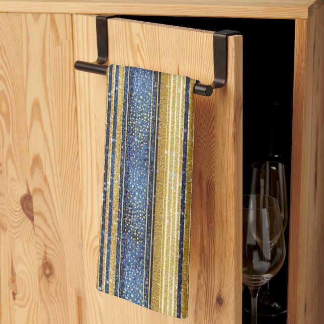 Blue Guld jul Mönster#28 ID1009 Kökshandduk (Thirds Fold)