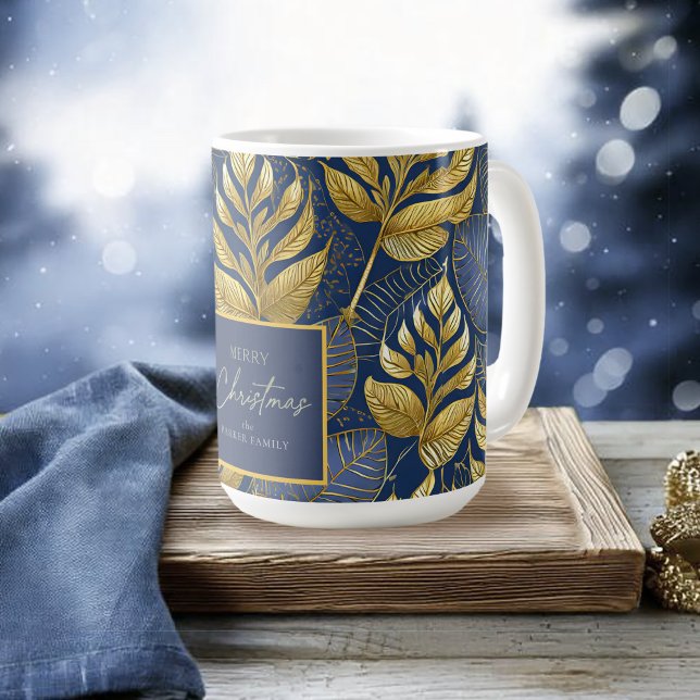 Blue Guld jul Mönster#29 ID1009 Kaffemugg (Skapare uppladdad)