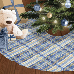 Blue Guld jul Mönster#2 ID1009 Julgransmatta Borstad Polyester
