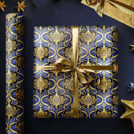 Blue Guld jul Mönster#30 ID1009 Presentpapper