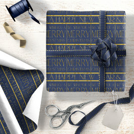 Blue Guld jul Mönster#34 ID1009 Presentpapper
