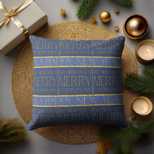 Blue Guld jul Mönster#35b ID1009 Kudde