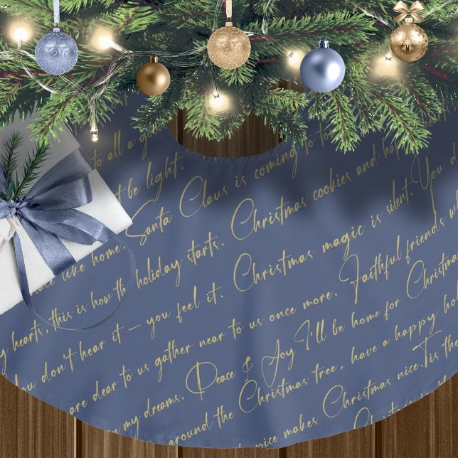 Blue Guld jul Mönster#36 ID1009 Julgransmatta Borstad Polyester (Skapare uppladdad)