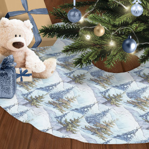 Blue Guld jul Mönster#4 ID1009 Julgransmatta Borstad Polyester