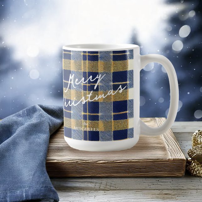 Blue Guld jul Mönster#7 ID1009 Kaffemugg (Skapare uppladdad)