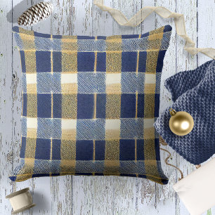 Blue Guld jul Mönster#7 ID1009 Kudde