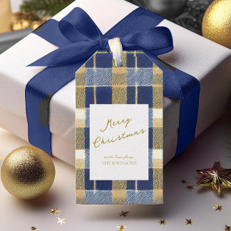 Blue Guld jul Mönster#7 ID1009 Presentetikett