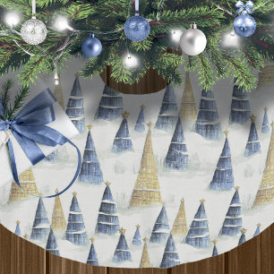 Blue Guld jul Mönster#8 ID1009 Julgransmatta Borstad Polyester