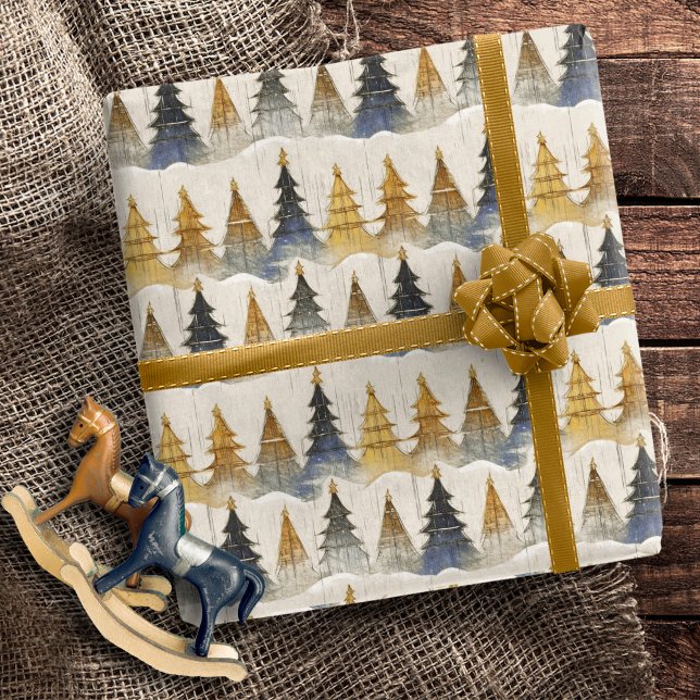 Blue Guld jul Mönster#9 ID1009 Presentpapper (Skapare uppladdad)
