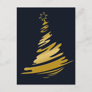 Blue Guld Julgran Helg Vykort