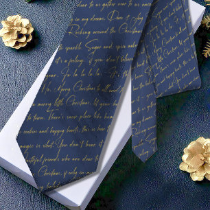 Blue Guld-jultypografi Mönster#36 ID1009 Slips