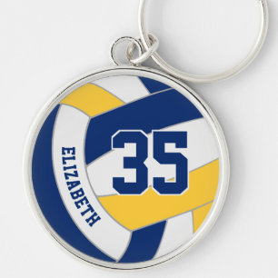 Blue guld killteam färg anpassningsbar volleyball rund silverfärgad nyckelring