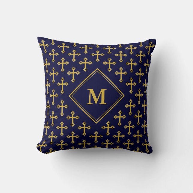 Blue Guld KOR Monogram Kudde (Framsida)
