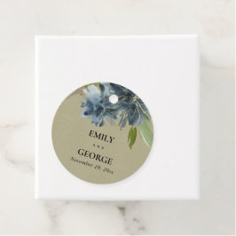 BLUE GULD KRAFT BLOMMIGT WATERCOLOR BLOMMIGT BRÖLL GÅVOR ETIKETTER