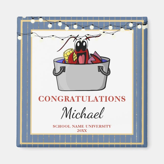 Blue Guld Kräftor Boil Studentfest Magnet (Framsidan)