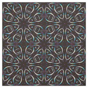 Blue Guld Lilac Glow Mandala Mönster Tyg