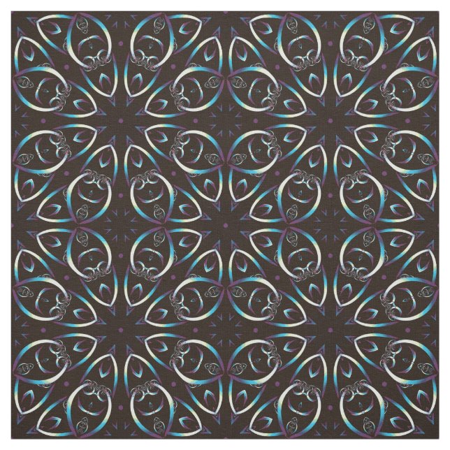 Blue Guld Lilac Glow Mandala Mönster Tyg (Provkarta)