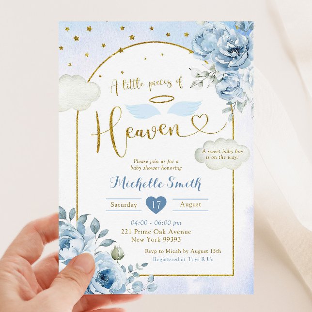Blue Guld Little Biet från Heaven Baby Shower Inbjudningar (Skapare uppladdad)