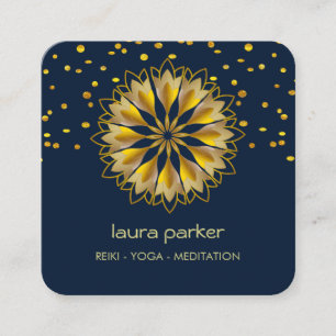 Blue Guld Lotus Flower Yoga Holistic Meditation Fyrkantigt Visitkort