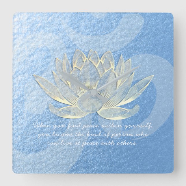 Blue Guld Lotus Yoga Meditation Instructor citerar Fyrkantig Klocka (Framsida)