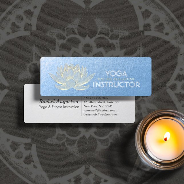 Blue Guld Lotus Yoga Meditation Reiki-instruktor Mini Visitkort (Skapare uppladdad)