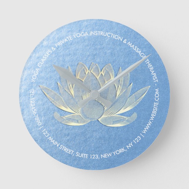 Blue Guld Lotus Yoga Studio Meditation Instructor Rund Klocka (Framsida)
