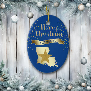 Blue Guld Louisiana Star Julgransprydnad Keramik