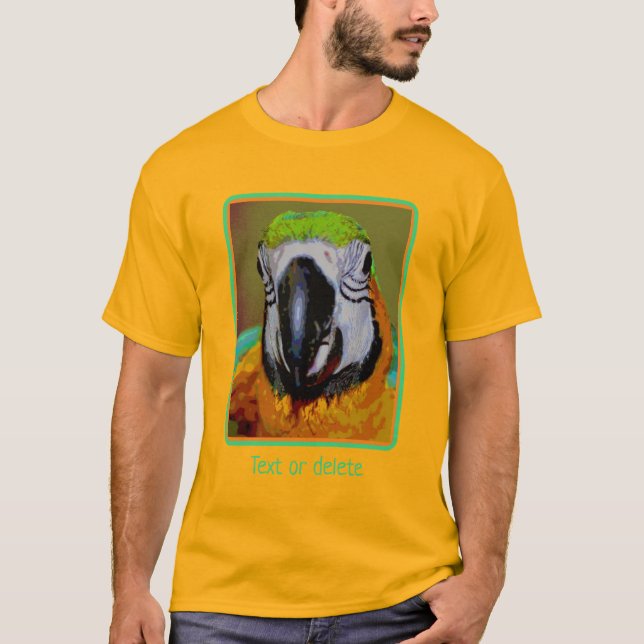Blue Guld Macaw Parrot Ansikte Abstrakt Art T Shirt (Framsida)