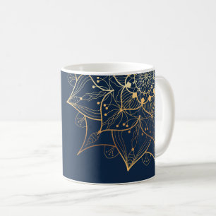 Blue & Guld Mandala Islamic Art Inspired Kaffemugg