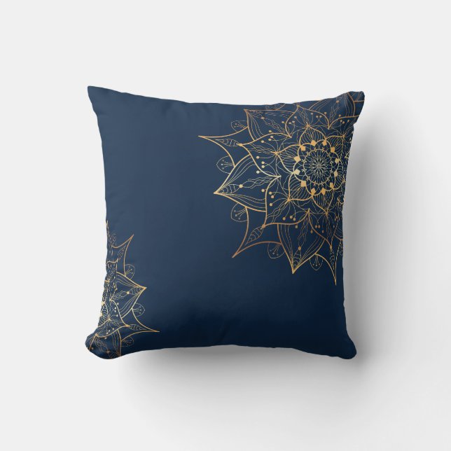 Blue & Guld Mandala | Islamic Art Inspired Kudde (Framsida)