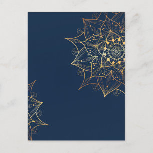 Blue & Guld Mandala Islamic Art Inspired Vykort