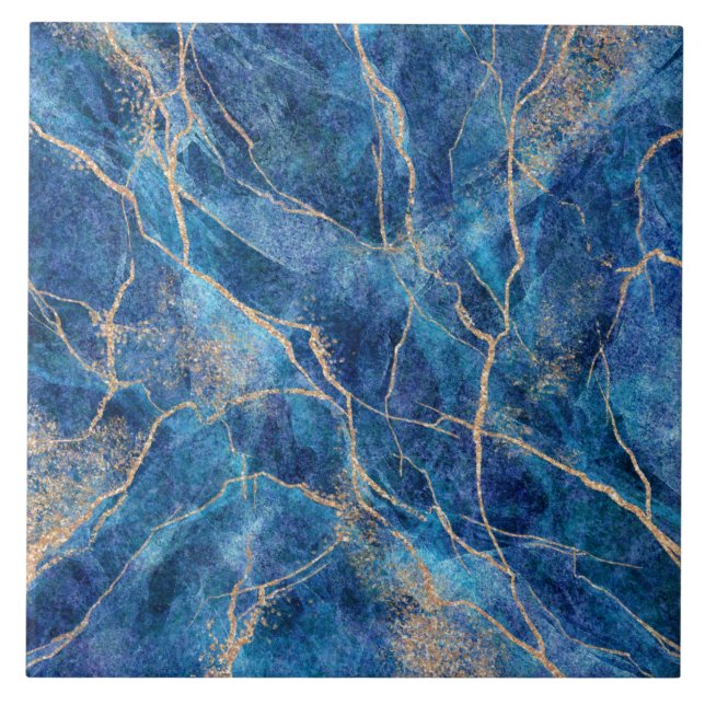 Blue Guld Marble Söt Kakelplatta (Framsidan)