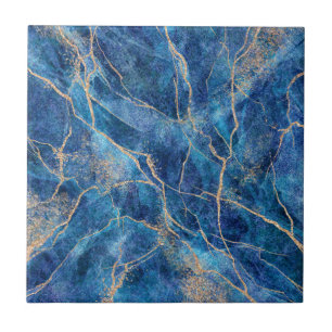 Blue Guld Marble Söt Kakelplatta