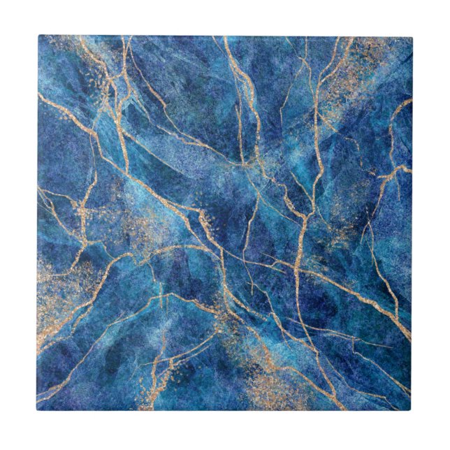 Blue Guld Marble Söt Kakelplatta (Framsidan)
