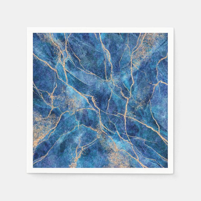 Blue Guld Marble Söt Pappersservett (Framsidan)