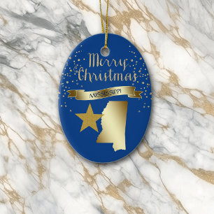 Blue Guld Mississippi Star Julgransprydnad Keramik